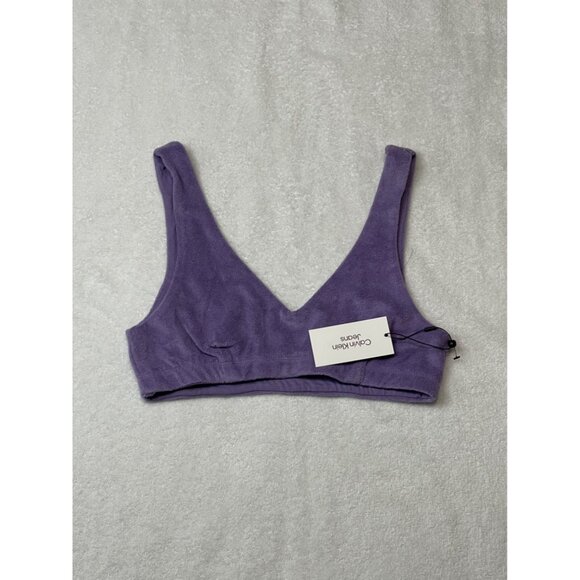 Calvin Klein Jeans V-Neck Bralette - Chalk Violet, Size S, New - Picture 2 of 8
